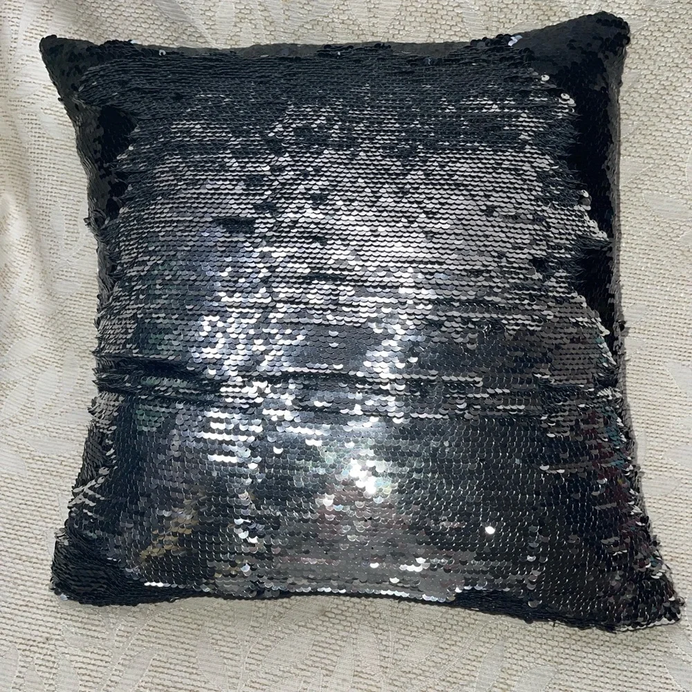 Black Sequin Decorative Pillow 14x14